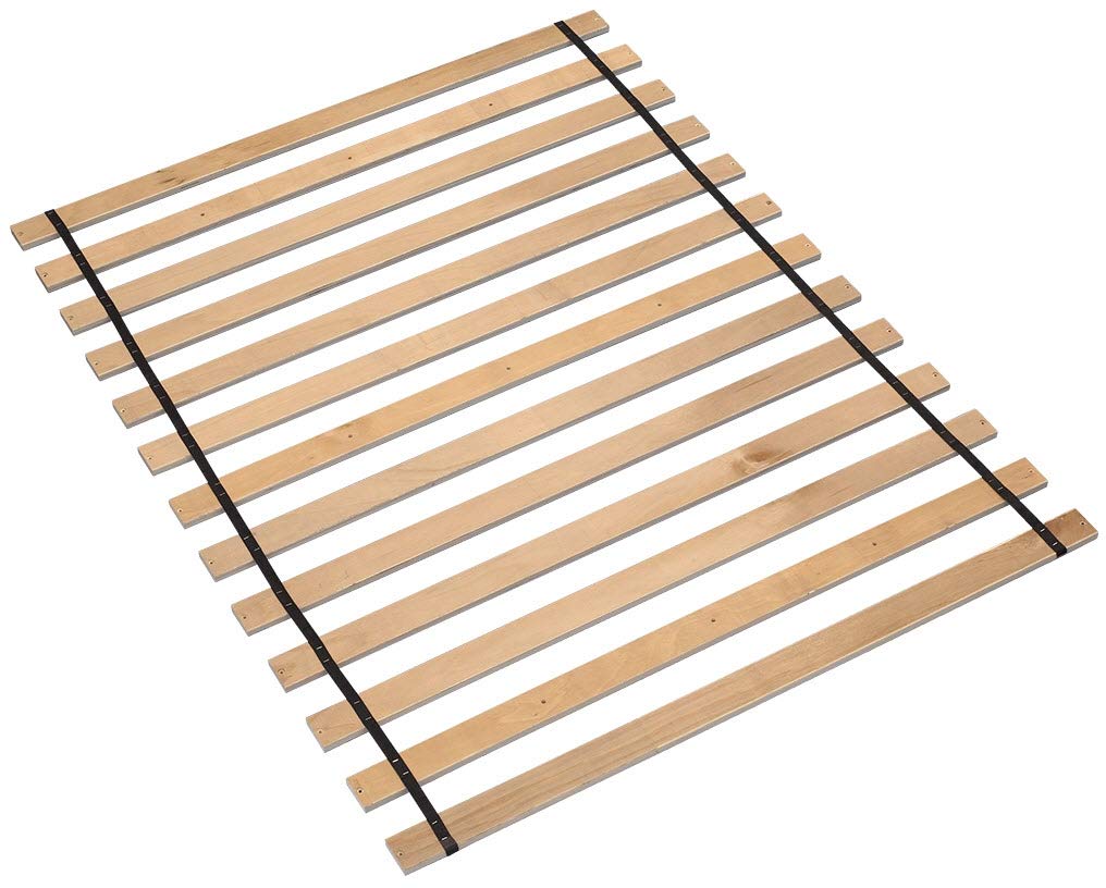 Signature Design by Ashley Wooden Mattress Support Bunkie Board Roll Slat with Nylon Cord, Full, Beige