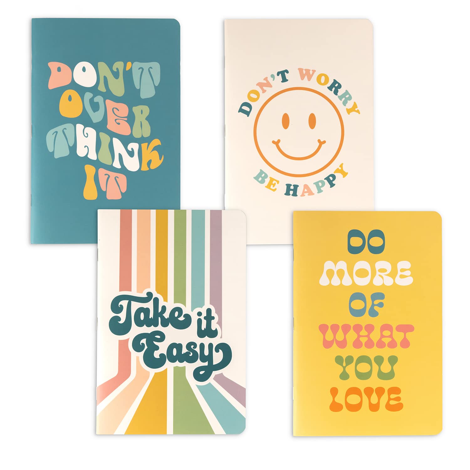 Thinkable Cute Notebook Set, 4 Pack Pastel Journals, 5.5 X 8.3 In, 60 Pages, Cute Pretty Inspirational Notebooks, Soft Cover Jou