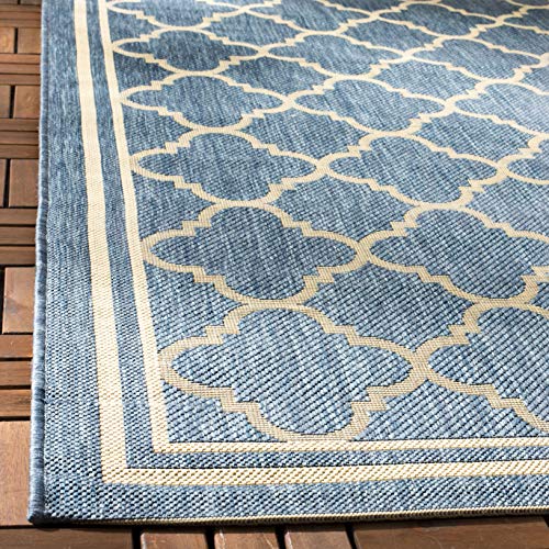 Safavieh Courtyard Collection 8' X 10' Blue/Beige Cy6918 Trellis Indoor/ Outdoor Patio Backyard Mudroom Area Rug