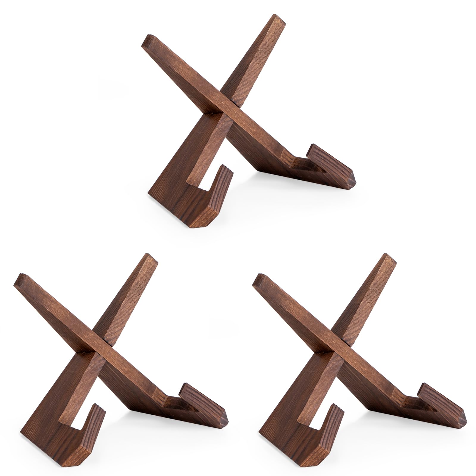 ANBOXIT Plate Stand for Display - 3 Pack 6.5 Inch Plate Holder Display Stand, Wooden Picture Frame Stand, Decorative Table Top E