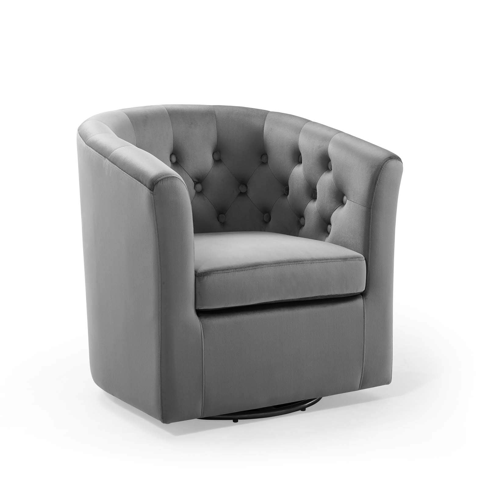 Modway Eei-4138-Lgr Prospect Tufted Performance Velvet Swivel Armchair, Light Gray