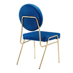Modway Craft Performance Velvet Upholstered Side Dining Chair in Gold Navy