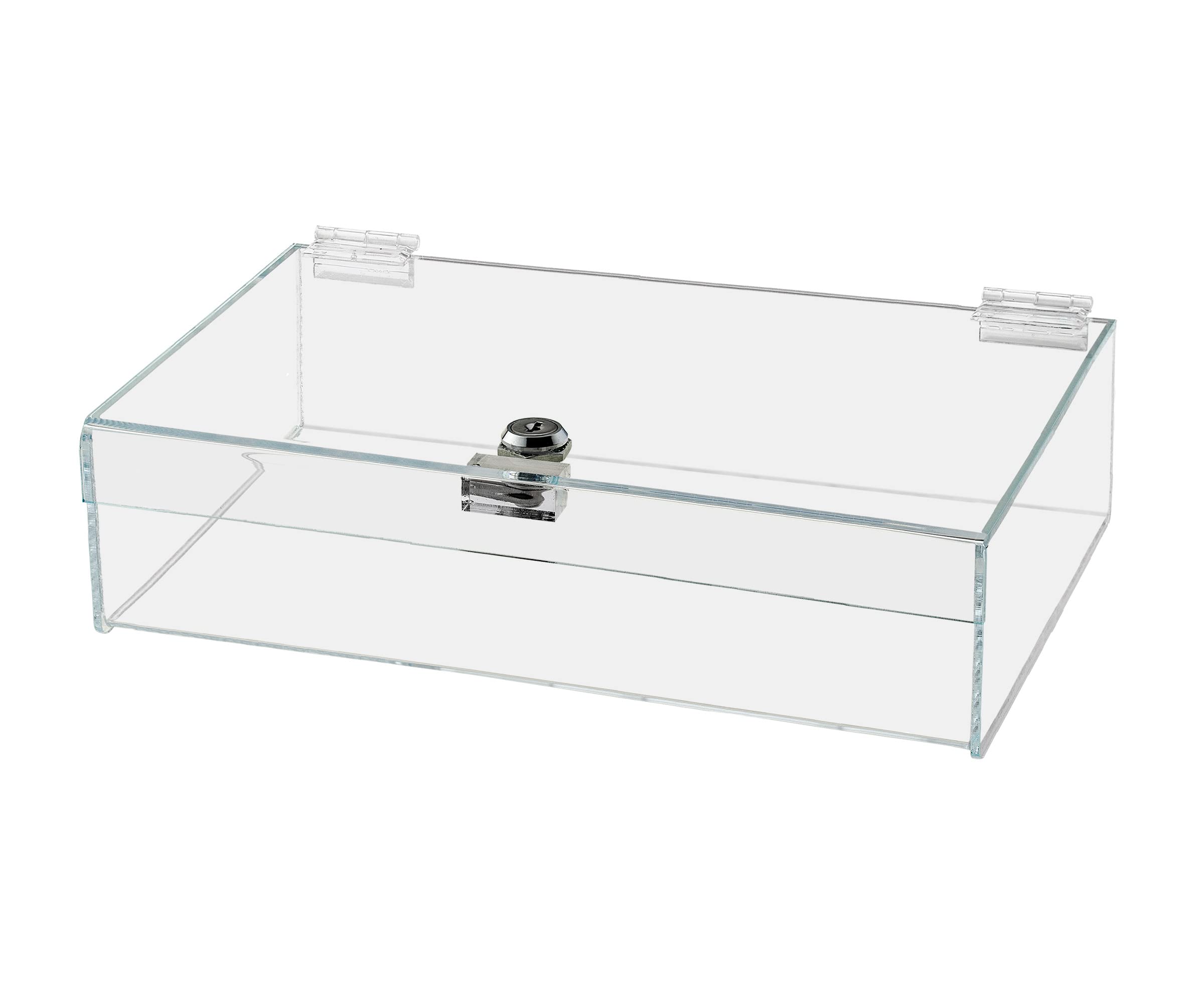 4 Pack Acrylic Locking Display Case With Keys 12' X 8' X 4' Clear Rectangular Lucite Countertop Tray With Lid For Artifacts A