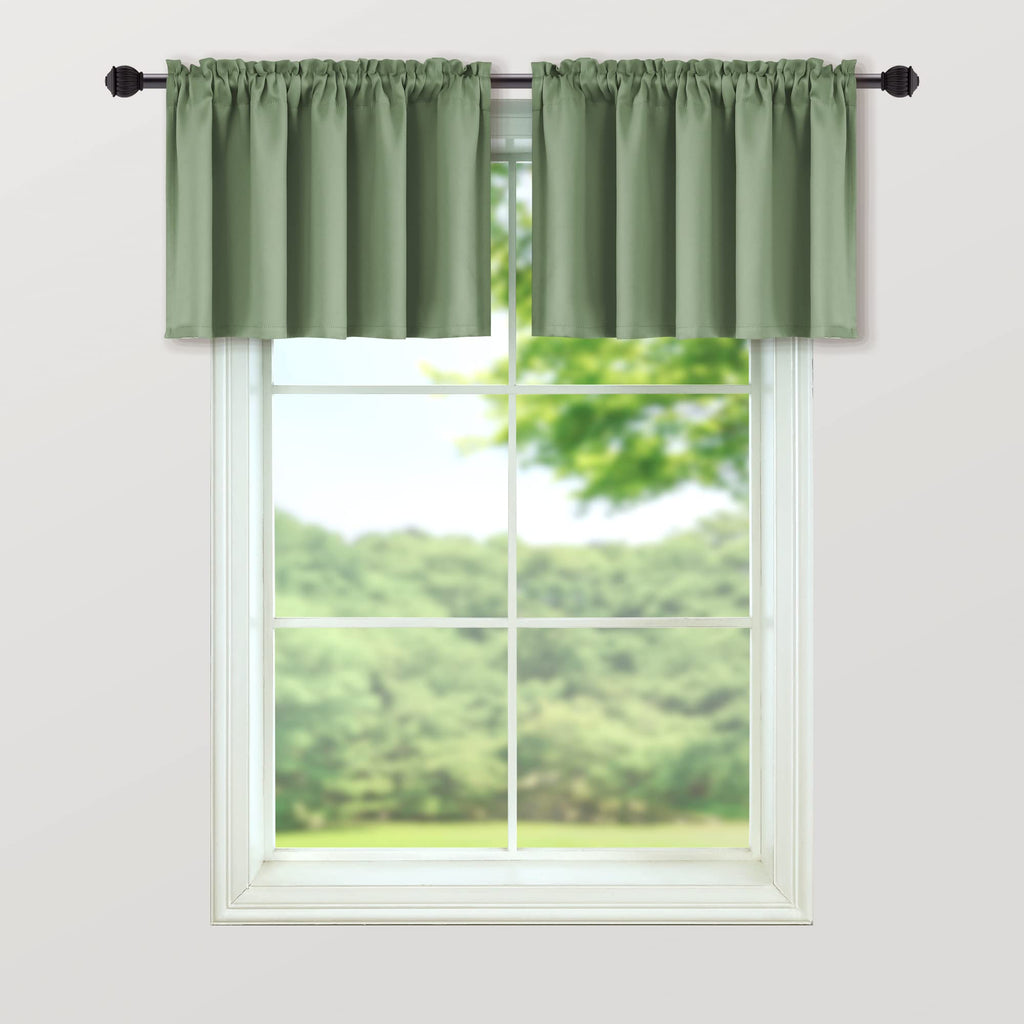 Mrs.Naturall Sage Green Valance Curtains For Windows 36X16 Inch Length