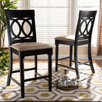 Baxton Studio Verina Modern and Contemporary Sand Fabric Upholstered Espresso Brown Finished Wood Counter Stool (Set of 2)