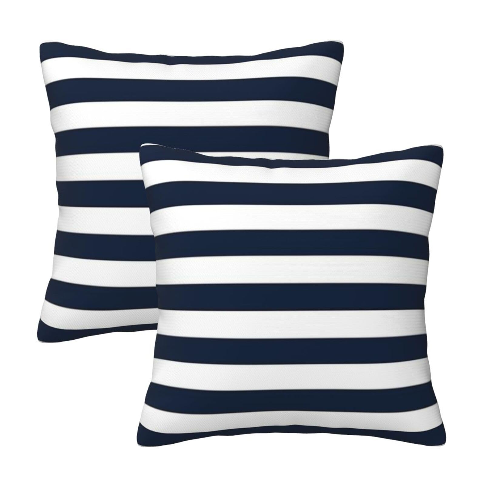Navy Blue And White Stripe Throw Pillow Covers 20X20 In Farmhouse Pillow Case Soft Outdoor Cushion Covers Set Of 2 For Sofa Bed