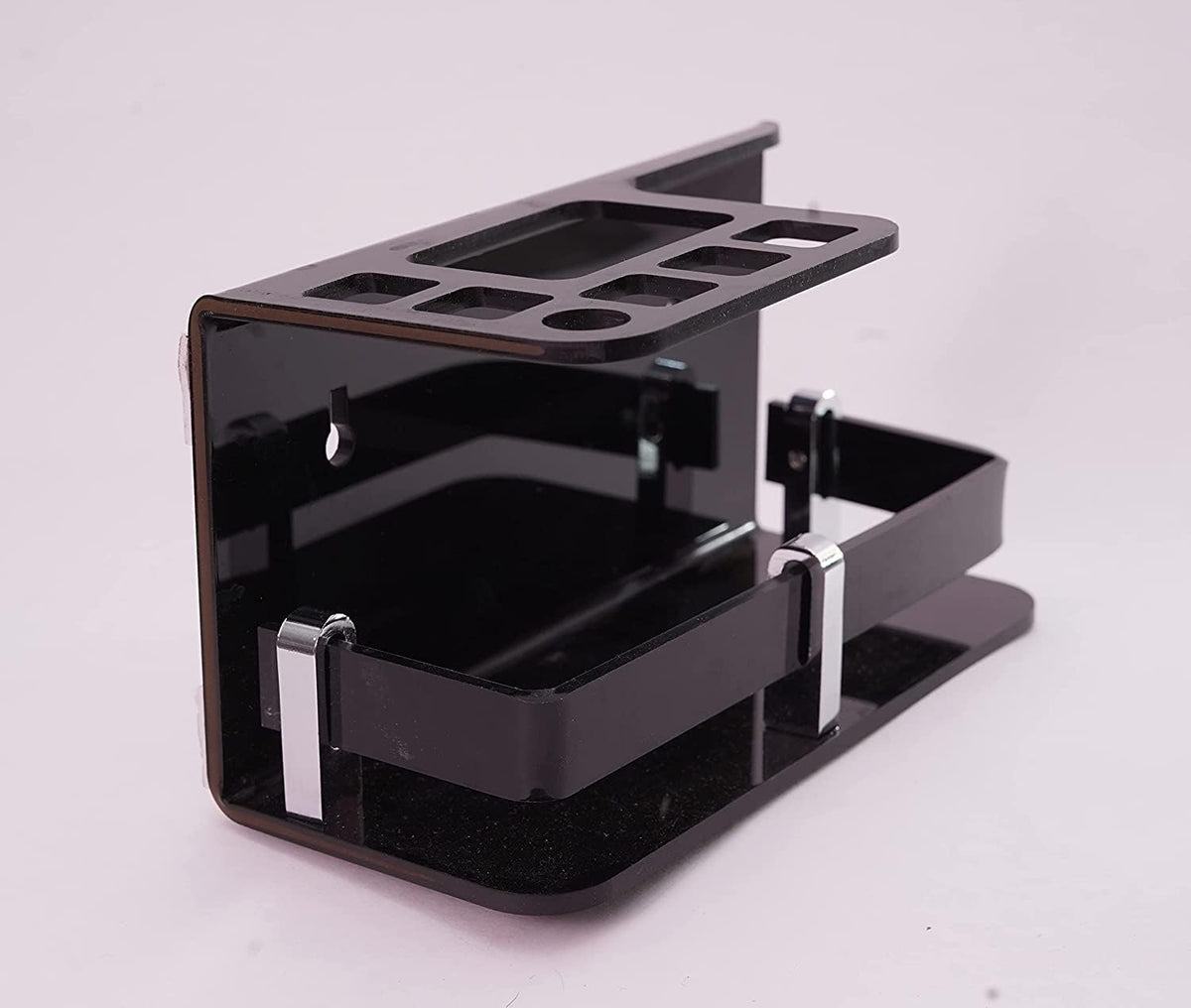 SHREEGUN VILLA Modern Acrylic Wall Mounted Toothbrush and Toothpaste Holder Stand/Rack/Shelf for Bathroom, Multipurpose Tooth Br