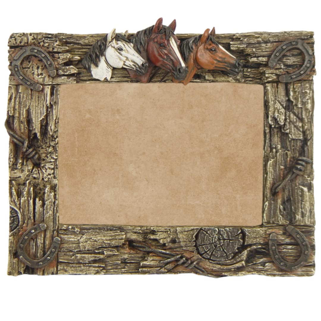 Comfy Hour Western Retro Collection Resin Art 7x5 Photograph Imitated Deadwood Horsehead Photo Frame