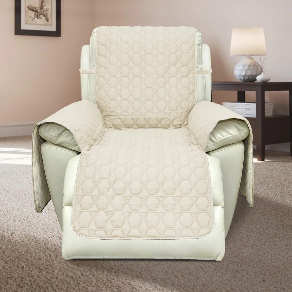Rbsc Home Ivory 23 Inch Recliner Cover 100% Waterproof Slipcovers Anti-Slip Small Recliner Slipcovers For Pets,Baby, Dogs,Cats A