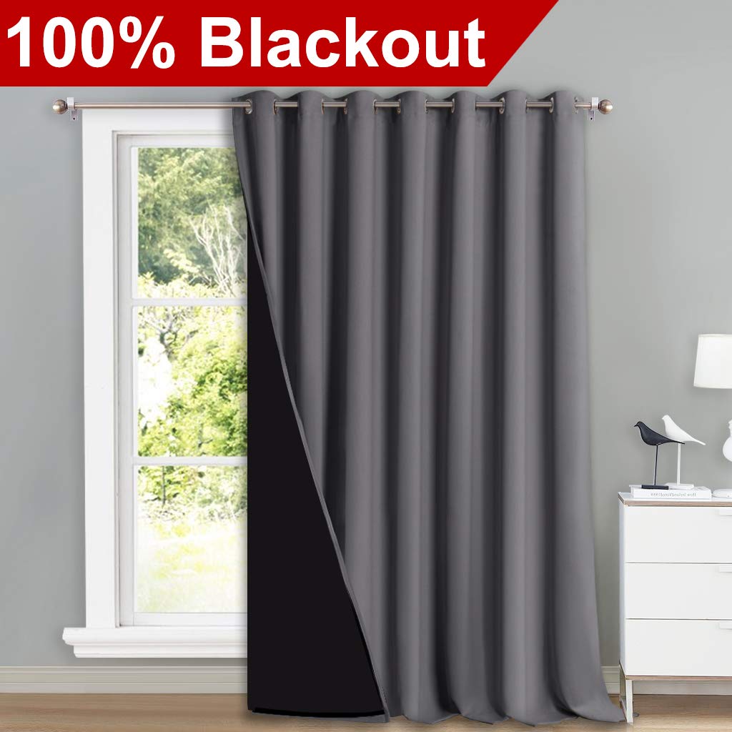 Nicetown Sound Reducing Room Divider Curtains, Total Shade Patio Door Curtain, Heavy-Duty Full Light Shading Sliding Door Drape,