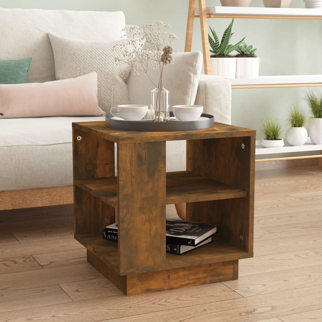 Coffee Table Smoked Oak 15.7&quot;x15.7&quot;x16.9&quot; Engineered Wood
