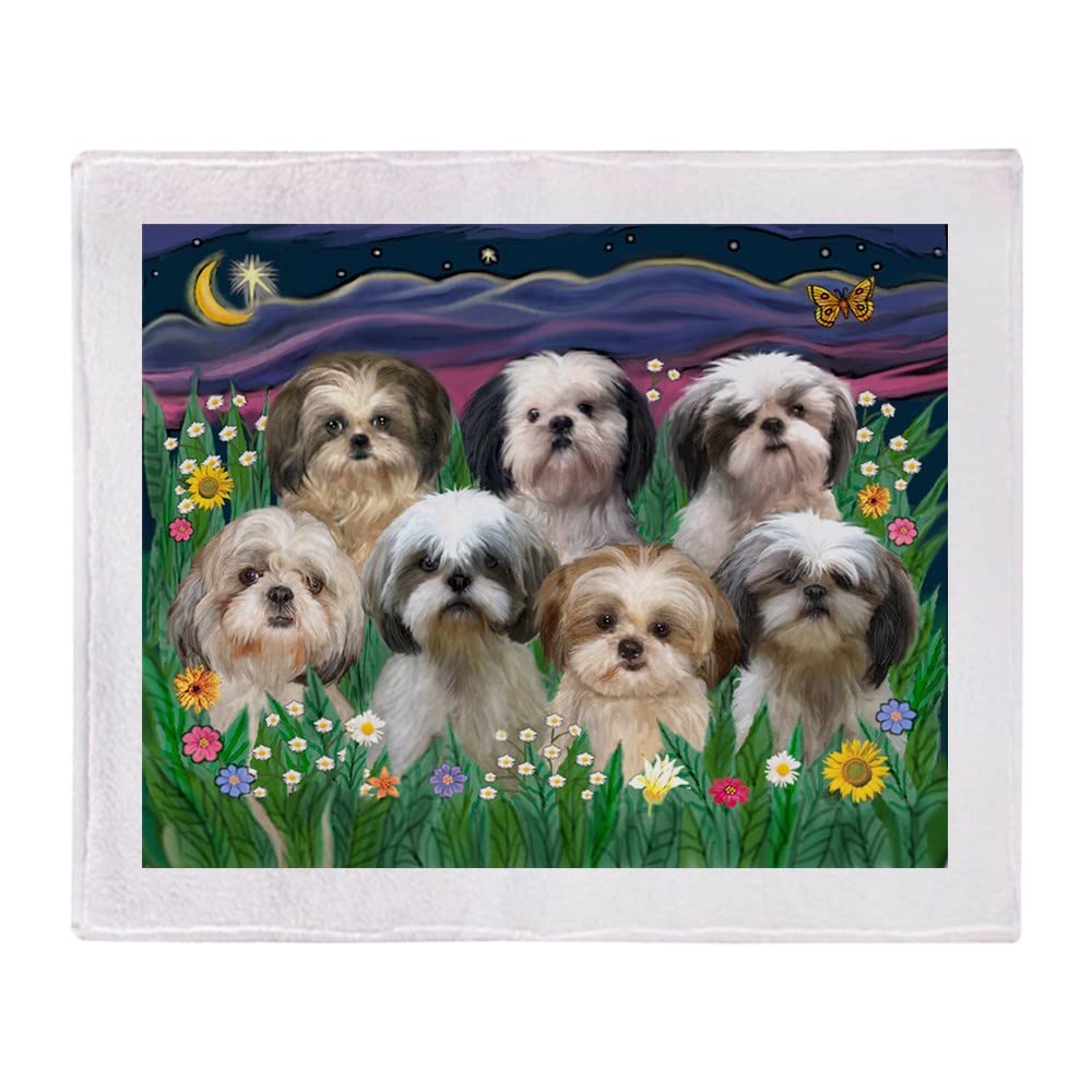 Cafepress 7 Shih Tzus In Moonlight Throw Blanket Super Soft Fleece Plush Throw Blanket, 60'X50'