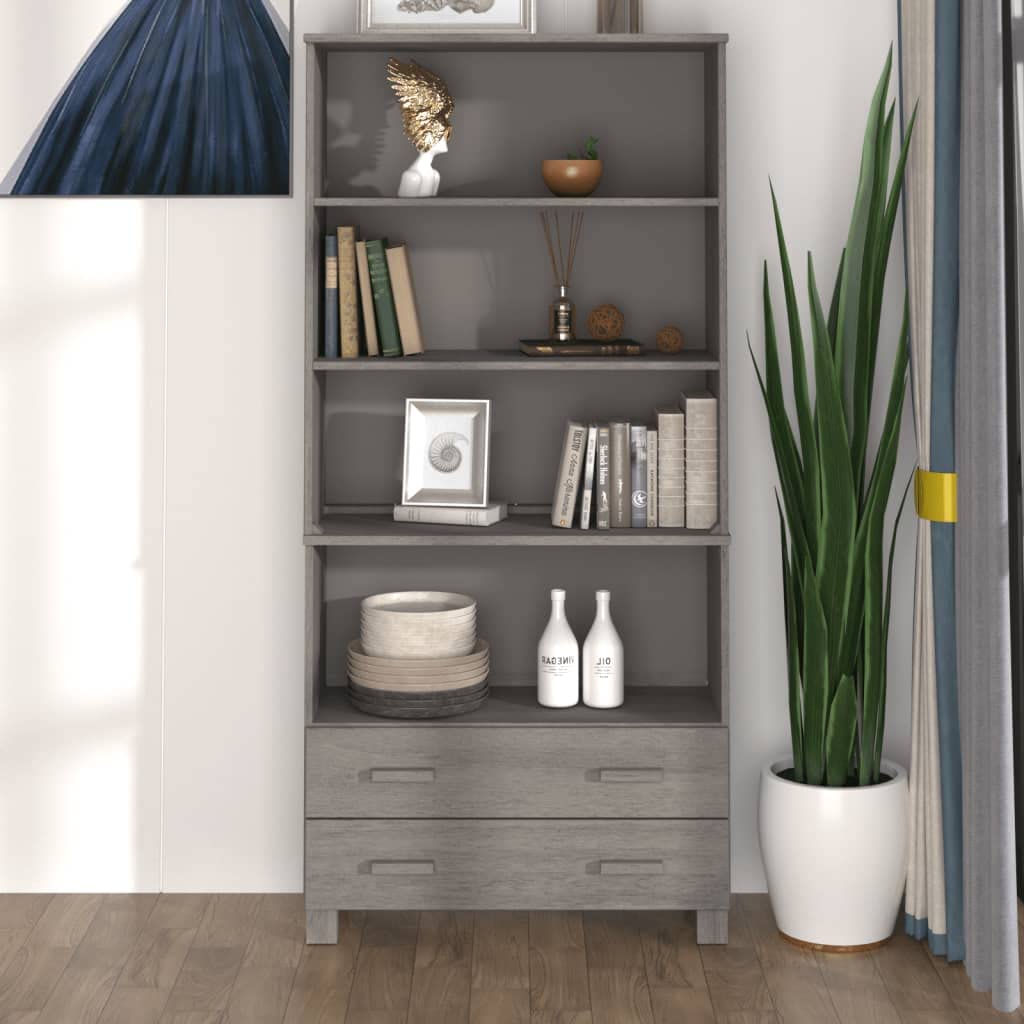 vidaXL Drawer Cabinet Bookshelf with Storage Shelves HAMAR Solid Wood Pine White