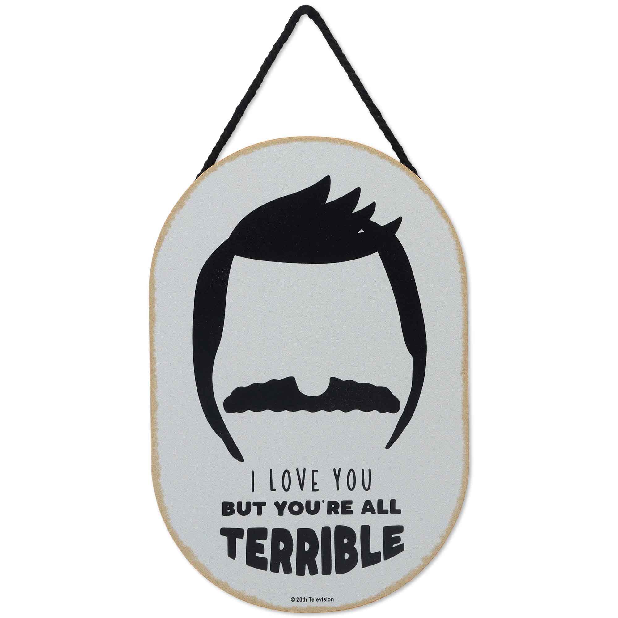 Bobs Burgers I Love You But Youre All Terrible Hanging Wood Wall Decor - Funny Bobs Burgers Sign for Bedroom or Movie Room