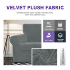 Znsayotx Luxury Velvet Couch Cover 4 Piece Stretch Sofa Covers For 3 Cushion Couch Thick Soft Spandex Sofa Slipcover Living Room Anti Slip Dogs Furniture Protector (Light Grey), 71'-91'(3 Cushions)