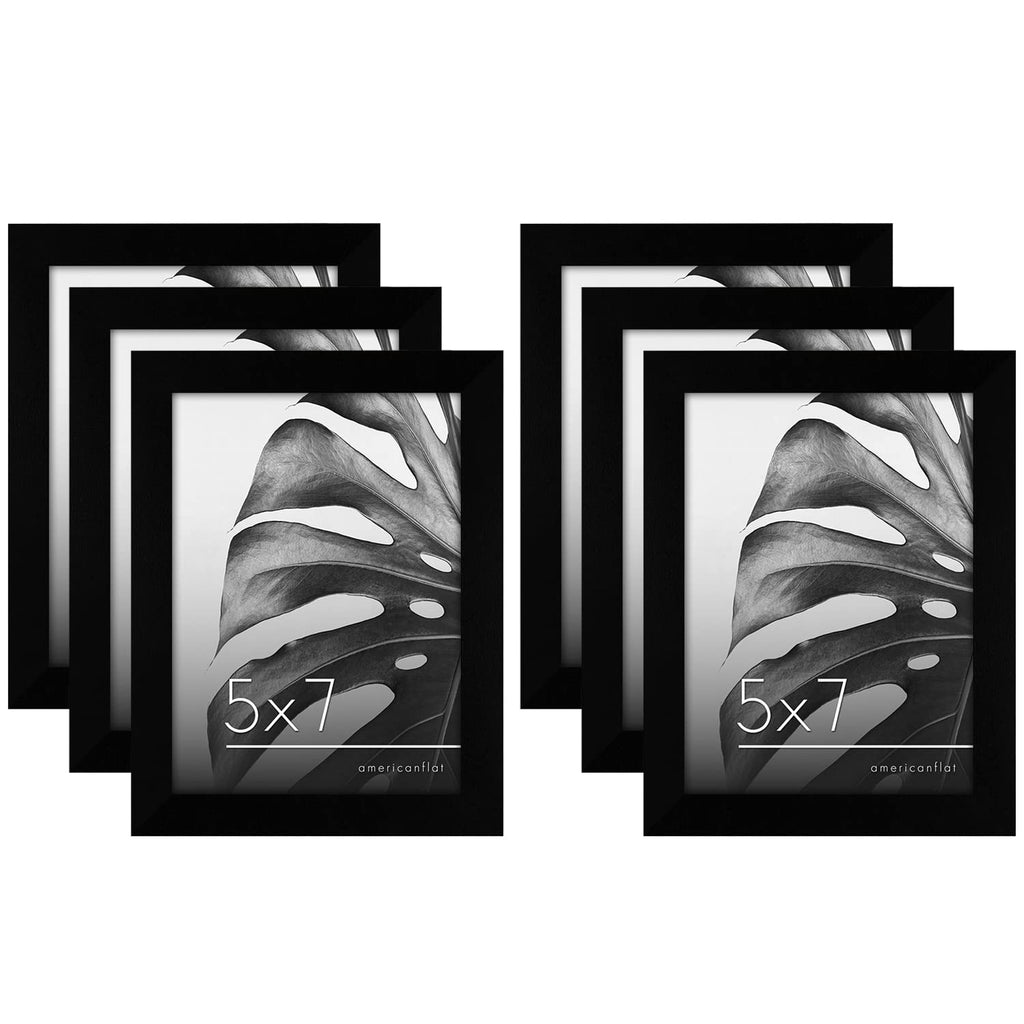 Americanflat Picture Frame, 5x7, Black, 6 Count