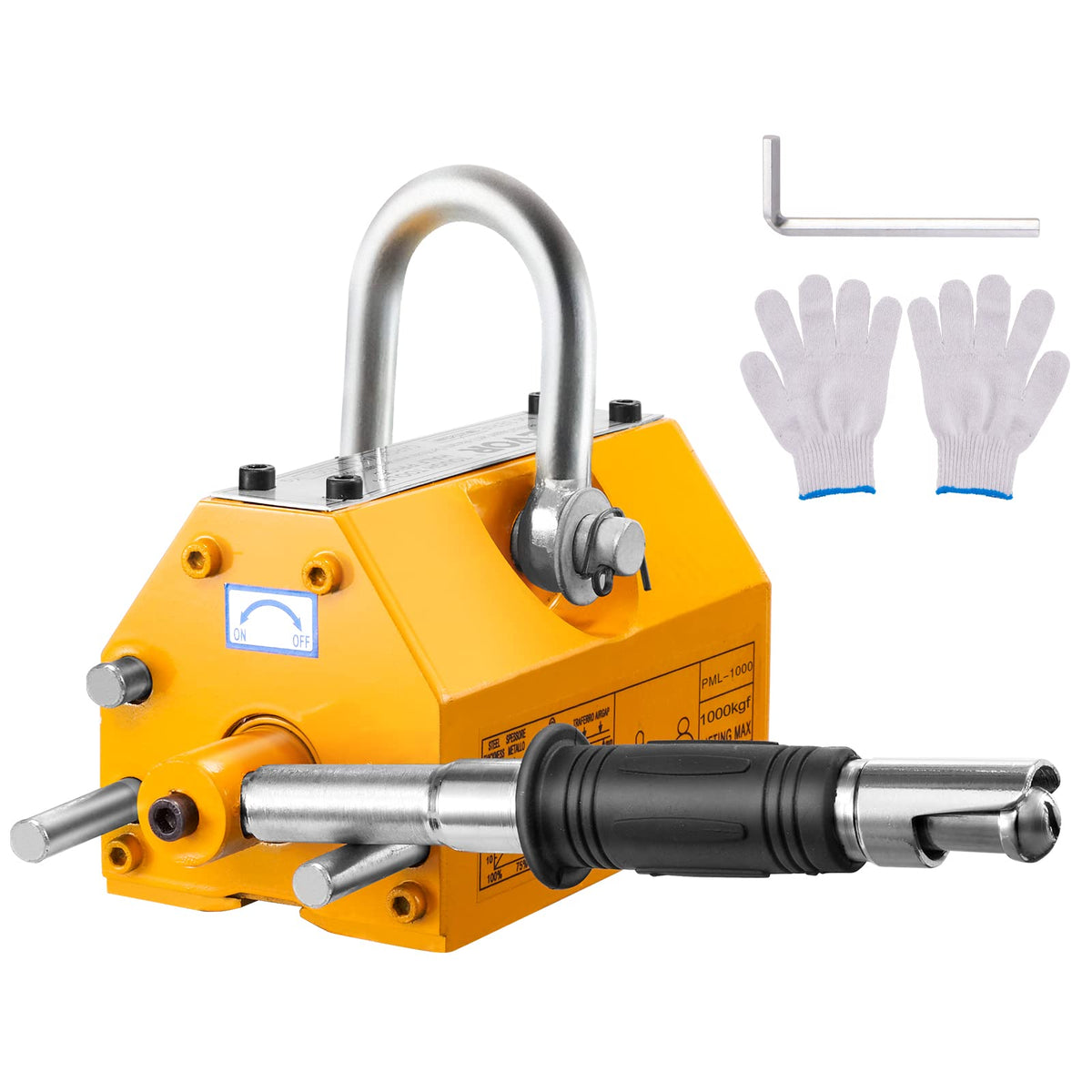 VEVOR Magnetic Lifter, 2200lbs/1000kg Pulling Capacity, 2.5 Safety Factor, Neodymium & Steel, Lifting Magnet with Release, Perma