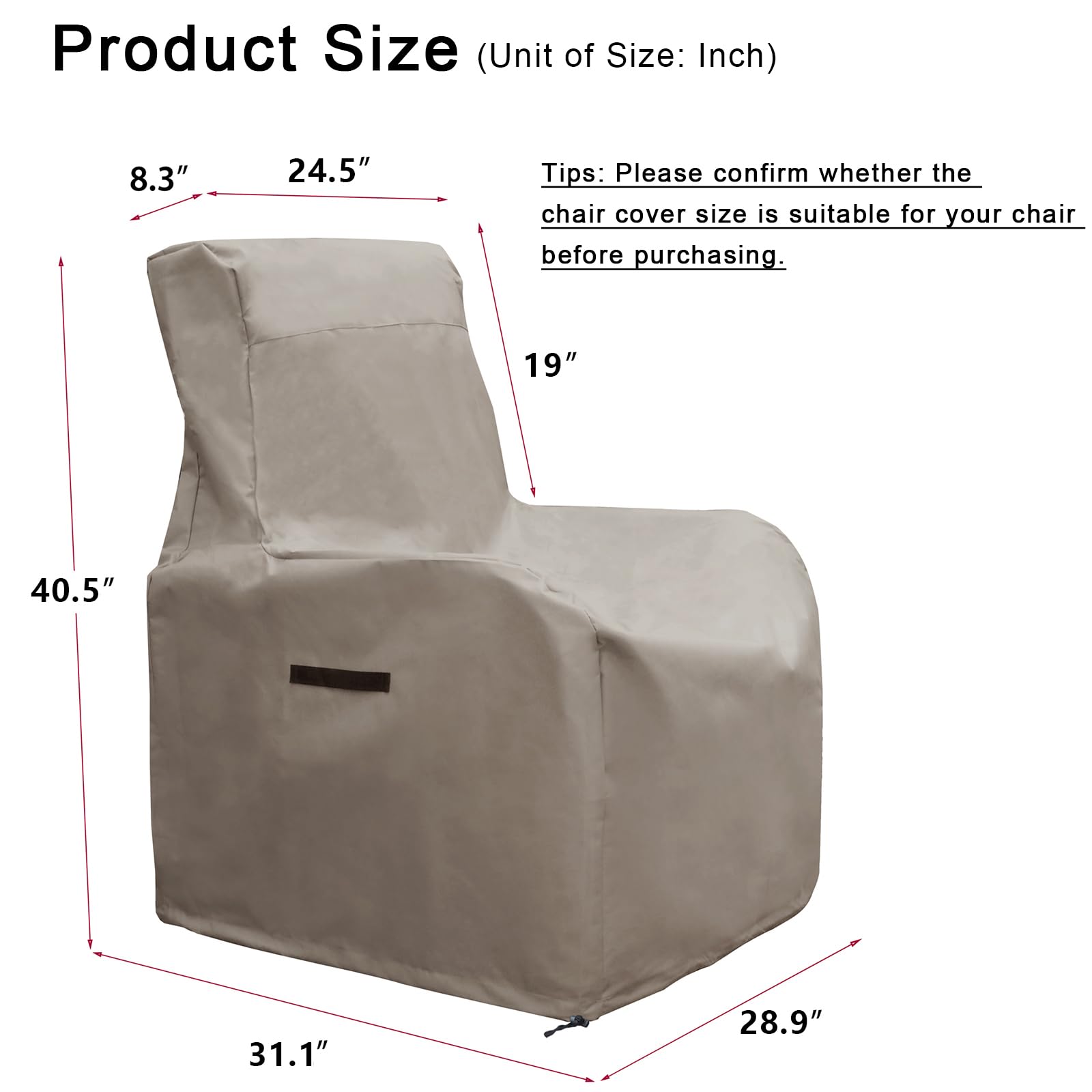 Skypatio Patio Chair Cover Waterproof, Outdoor Furniture Storage Cover For All Weather Protection (Khaki)