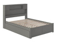 AFI, Newport Full Platform Bed with Footboard and Storage Drawers, Grey