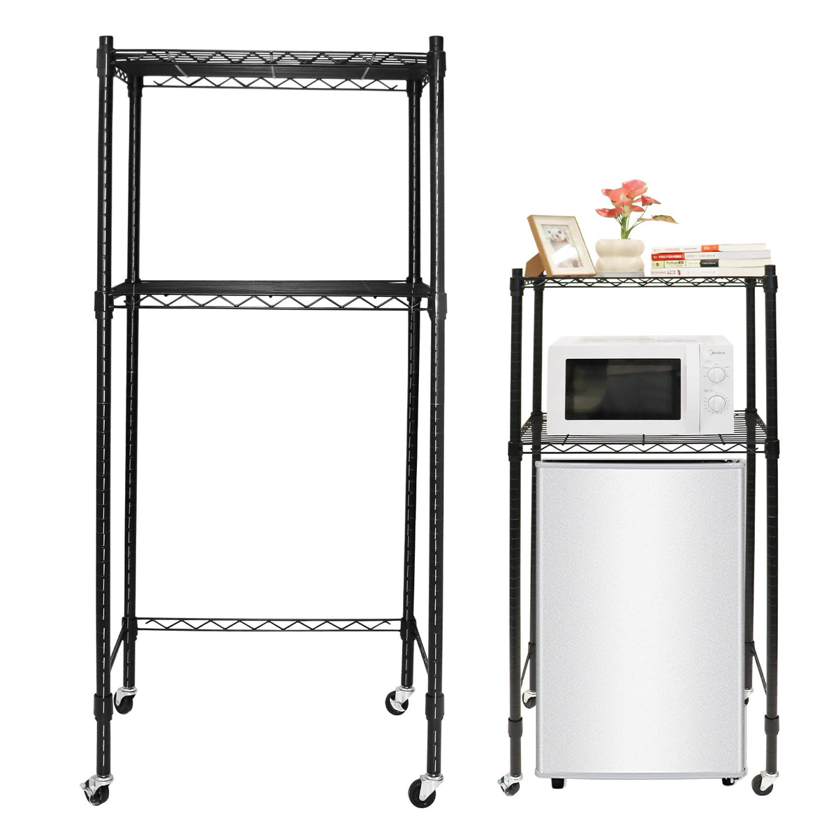 Podoy Mini Fridge Shelf, Over Mini Fridge Storage And Microwave Stand, Multi-Purpose Mini Fridge Organizer Shelf For Dorms, Kitc