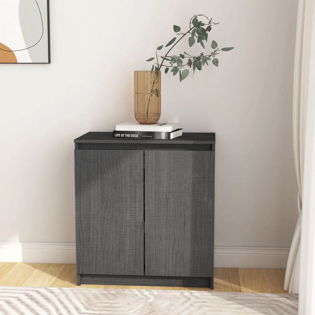 vidaXL Side Cabinet Gray 23.6&quot;x14.2&quot;x25.6&quot; Solid Wood Pine