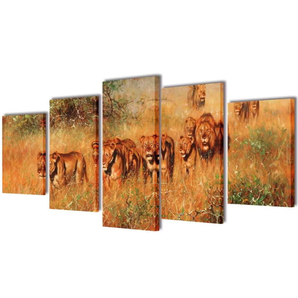 Canvas Wall Print Set Lions 39&quot; x 20&quot;