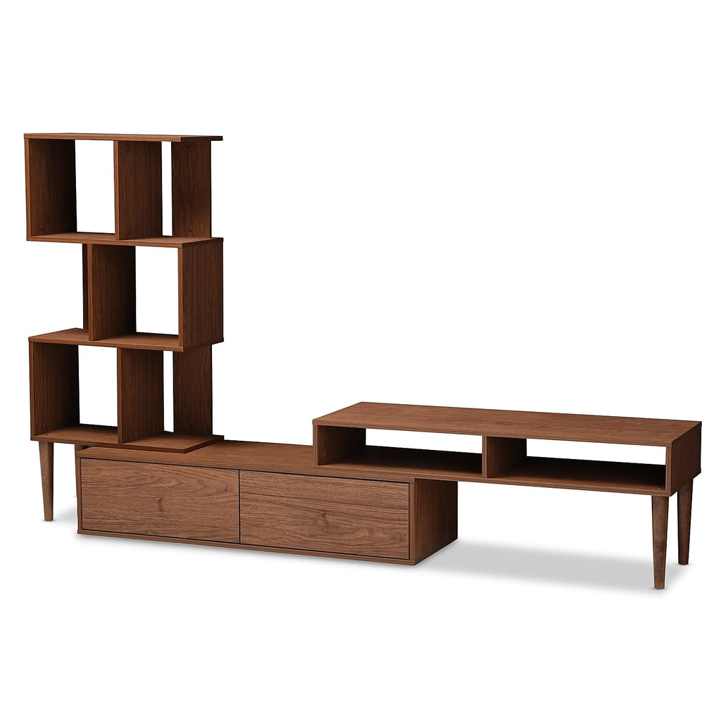 Baxton Studio Haversham Wood TV Stand, Screens up to 40-inch, Walnut Brown (121-6784-HiT)