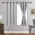 Jiuzhen Silver Grey Blackout Curtains With Tiebacks Thermal Insulated, Light Blocking And Noise Reducing Grommet Curtains For And Living Room, Set Of 2 Window Curtain Panels, 52 X 45 Inch Length