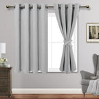 Jiuzhen Silver Grey Blackout Curtains With Tiebacks Thermal Insulated, Light Blocking And Noise Reducing Grommet Curtains For And Living Room, Set Of 2 Window Curtain Panels, 52 X 45 Inch Length