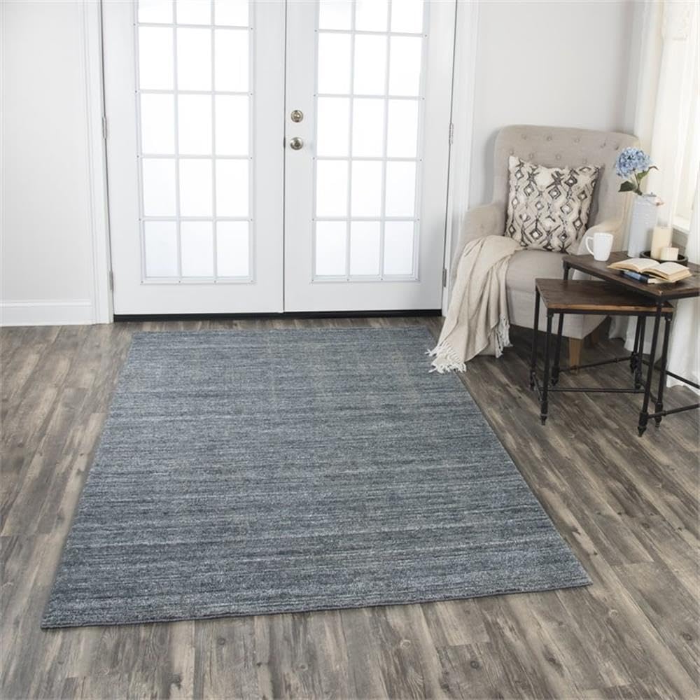 Rizzy Home Alora Decor Demure 5' X 8' Solid Denim/Blue Hand-Loomed Area Rug