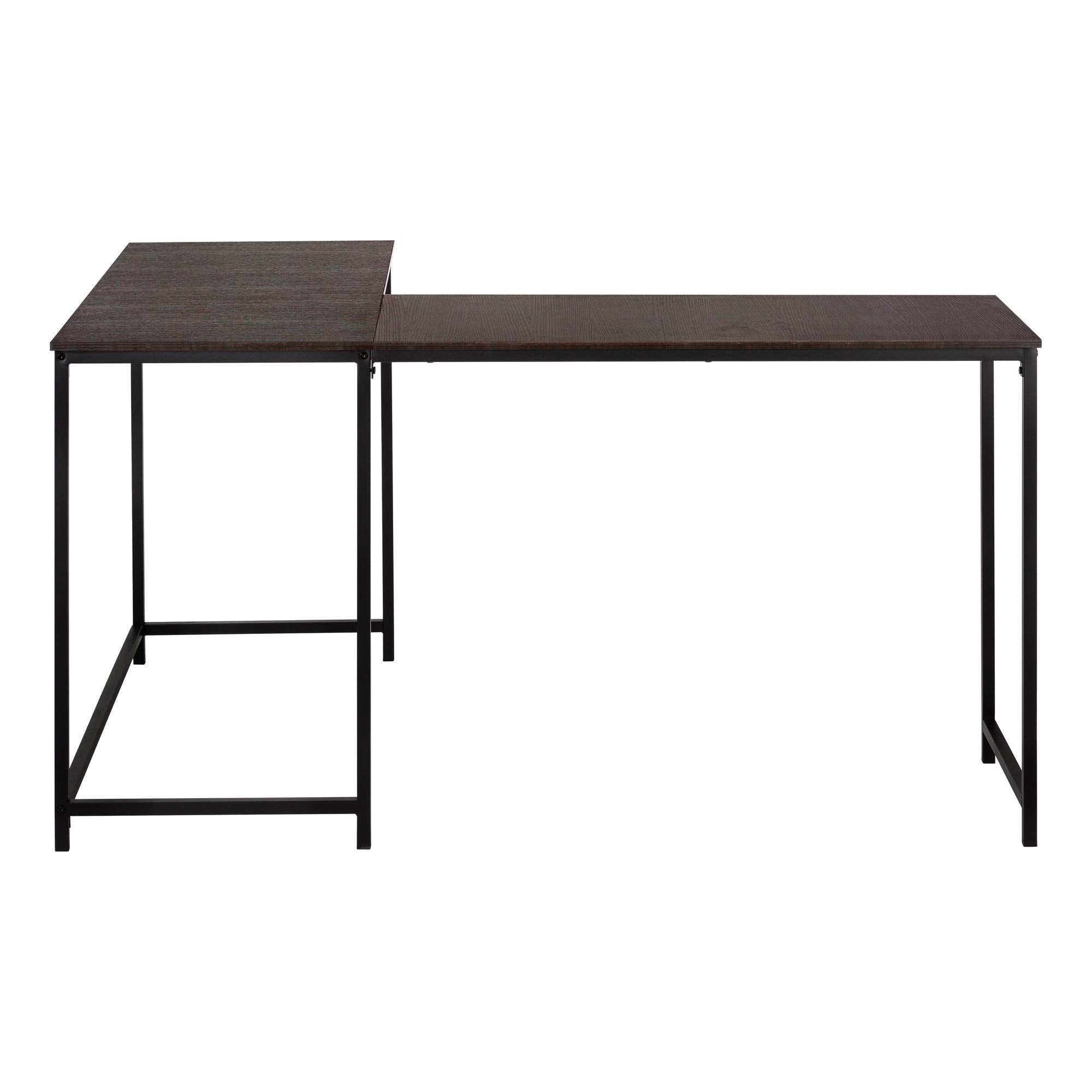 Monarch Specialties I 7390 Computer Desk, Home Office, Corner, 58' L, L Shape, Work, Laptop, Metal, Laminate, Brown, Black, Contemporary, Modern