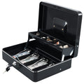 Xydled Cash Box With Money Tray And Key Lock,Tiered, Cantilever Design,4 Bill / 5 Coin Slots,11.8' X 9.5' X 3.5',Black