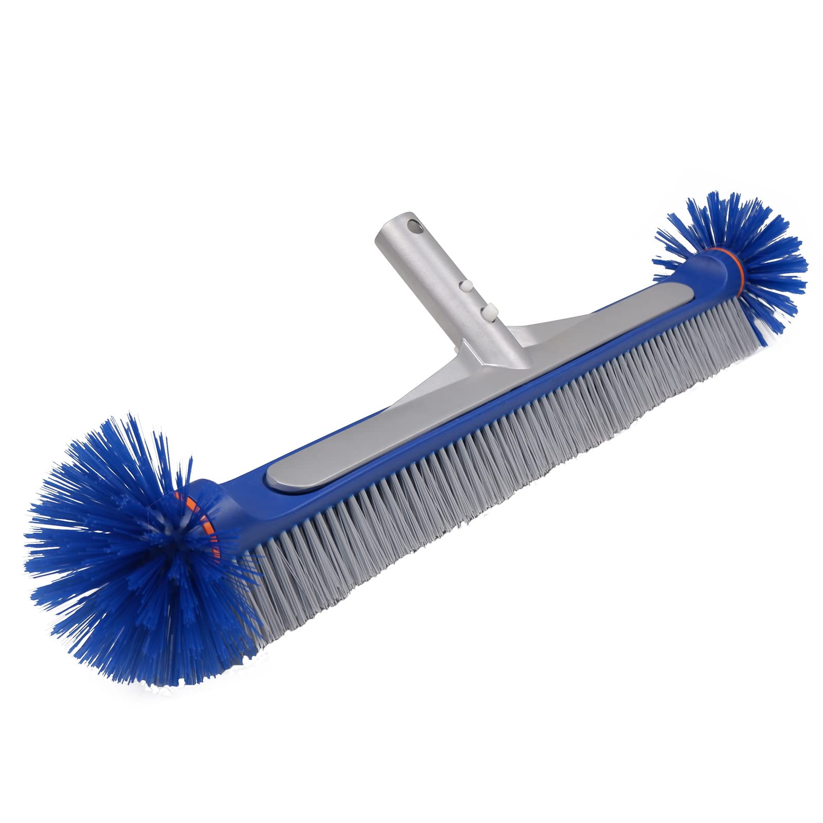 Poolvio Professional 17.5' Floor & Wall Pool Cleaning Brush With  Durable Around Nylon Bristles, Ez Clip Aluminum Handle- Easil