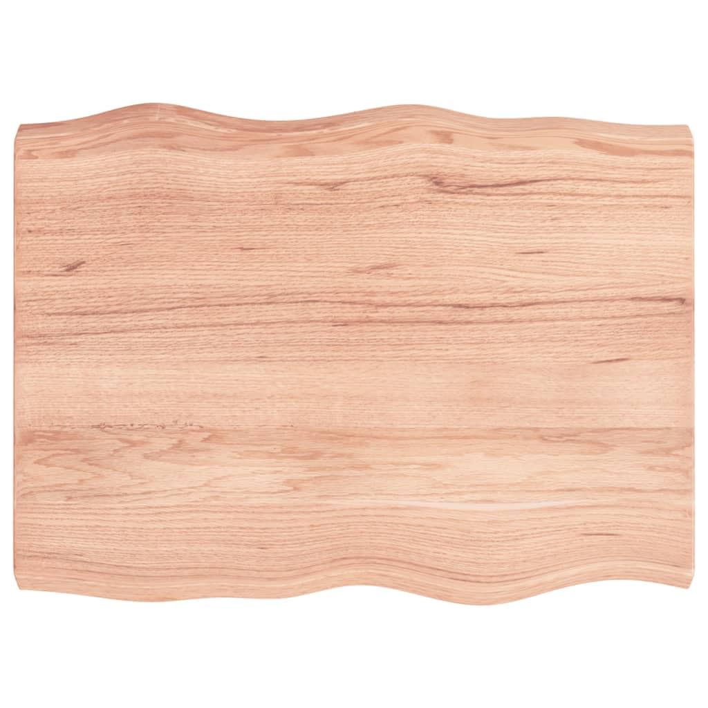 Vidaxl Light Brown Solid Oak Wood Live Edge Table Top - Varnished, Handcrafted, And Versatile For Home Or Commercial Use - 31.5&quot;X 23.6&quot;X(0.8&quot;-2.4&quot;)