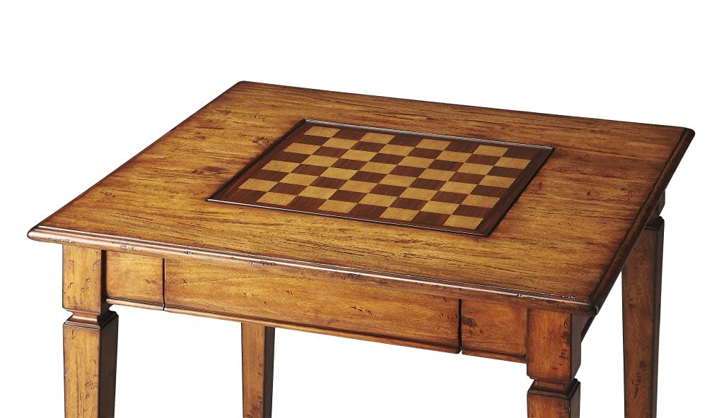 HomeRoots Light Brown Gemelina Wood Solids Breckinridge Rustic Game Table