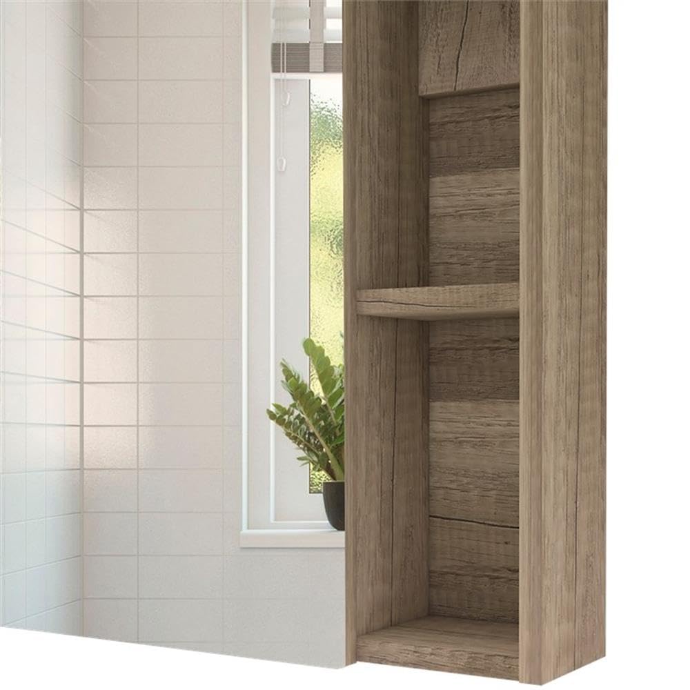 Tuhome Labelle Medicine Cabinet with Mirror, Five Internal Shelves, Single Door -Pine