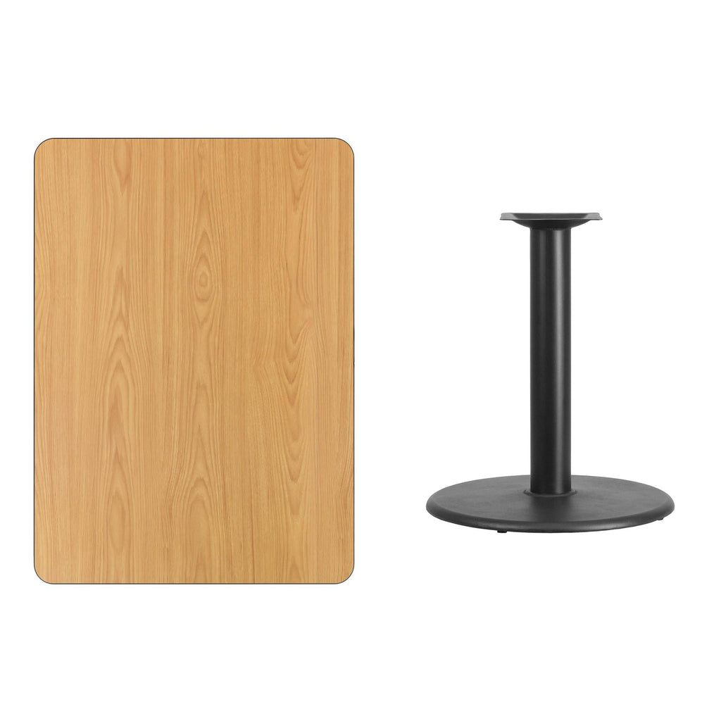 Flash Furniture 30'' x 42'' Rectangular Natural Laminate Table Top with 24'' Round Table Height Base
