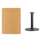Flash Furniture 30'' x 42'' Rectangular Natural Laminate Table Top with 24'' Round Table Height Base