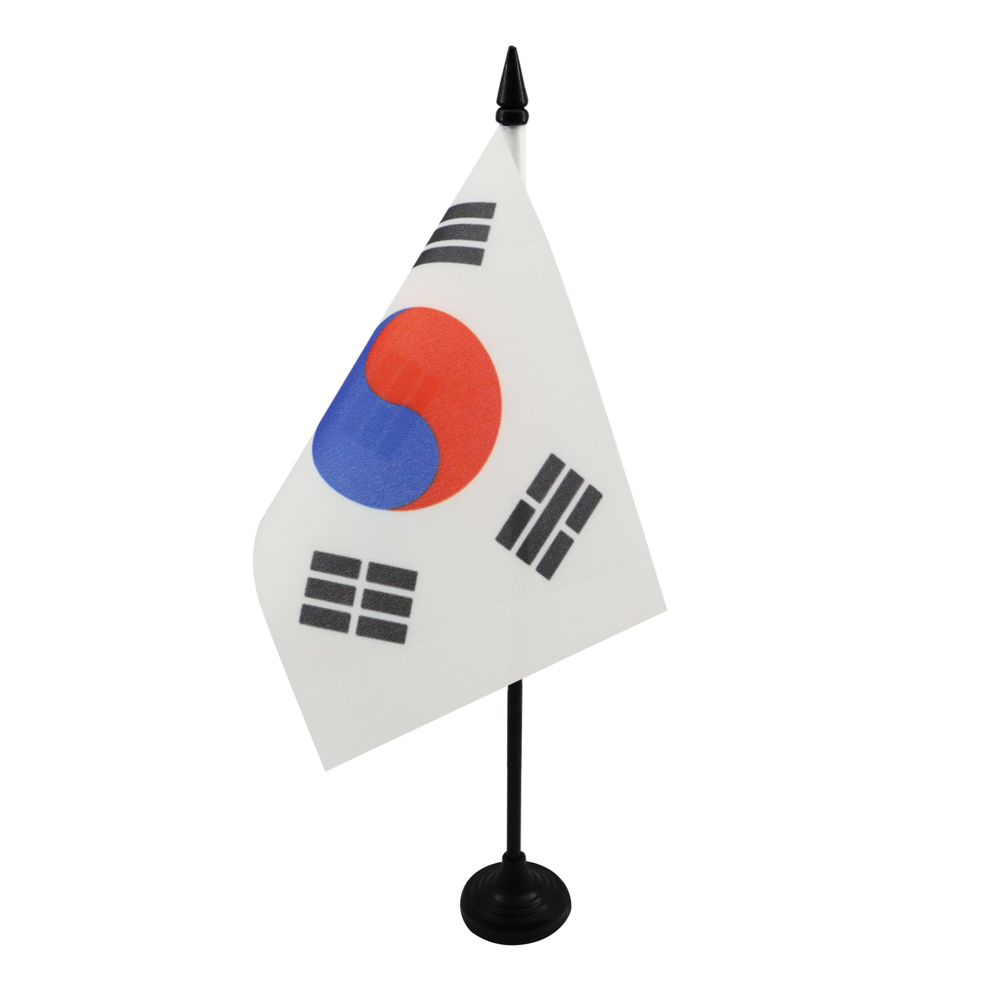 South Korea Table Flag 4' X 6' - South Korean Desk Flag 15 X 10 Cm - Black Plastic Stick And Base - Az Flag
