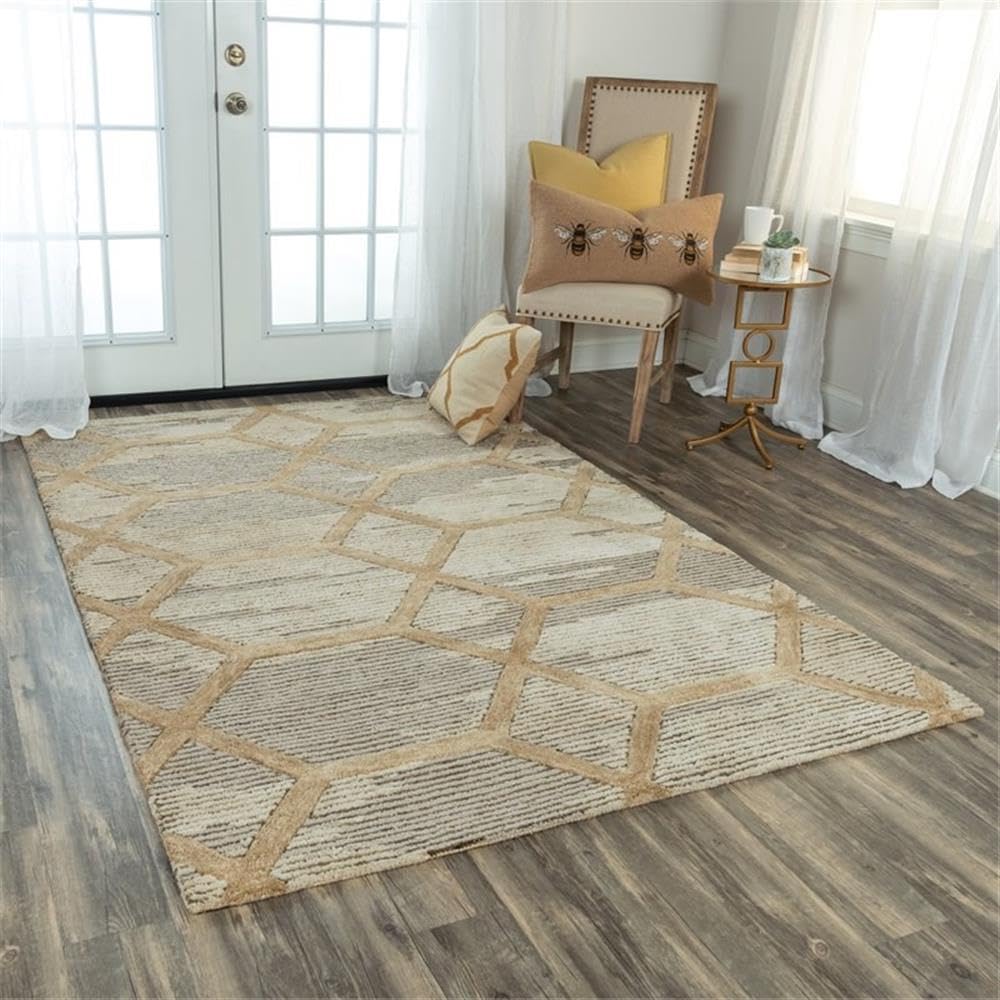 Rizzy Home Alora Decor Honey 5'X7'6" Geometric Beige/Ivory Hand-Tufted Area Rug