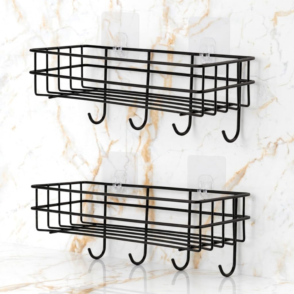 Shekel Art Heavy Duty Wall Mounted Bathroom Organizer Shelf For Kitchen & Washroom