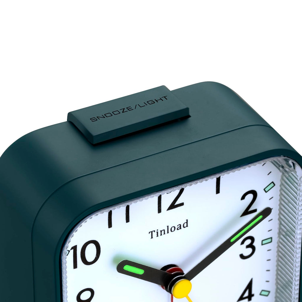 Tinload Small Battery Analog Alarm Clock Silent Non Ticking, Ascending Beep Sounds, Snooze,Light Functions