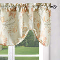 Leeva Tie Up Shade Curtains For Small Windows, Linen Textured Floral Print Pattern Tie-Up Small Curtain Valances For Bathroom, O