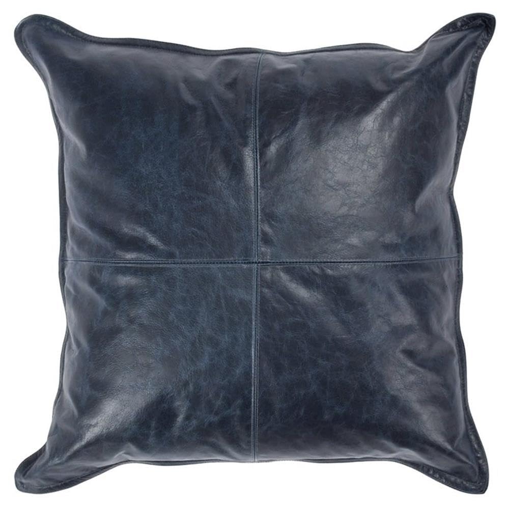 Kosas Home Cheyenne 22X22 Transitional Leather Throw Pillow In Nightfall Blue