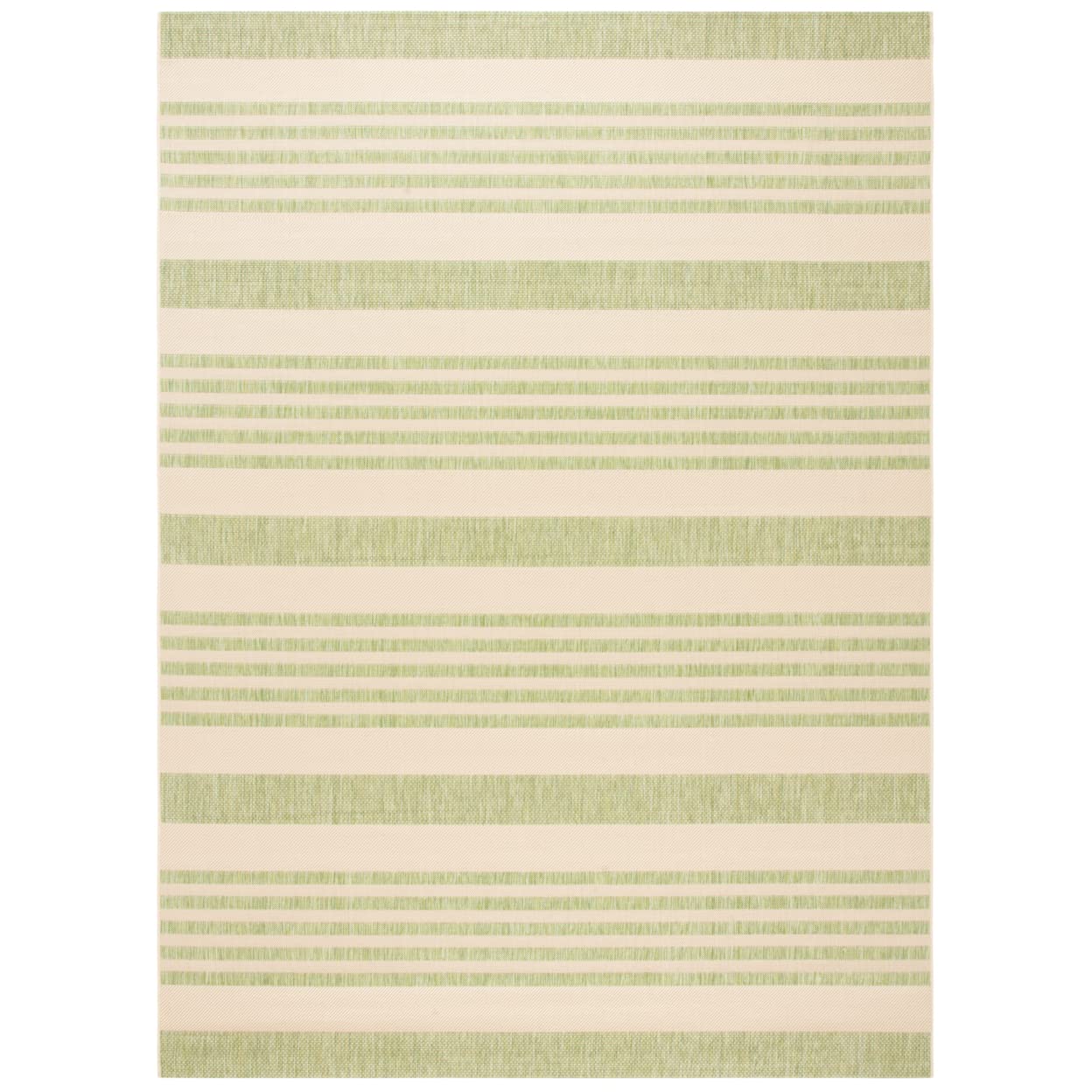 SAFAVIEH Courtyard Collection Area Rug - 9' x 12', Beige & Sweet Pea, Stripe Design, Non-Shedding & Easy Care, Indoor/Outdoor & 