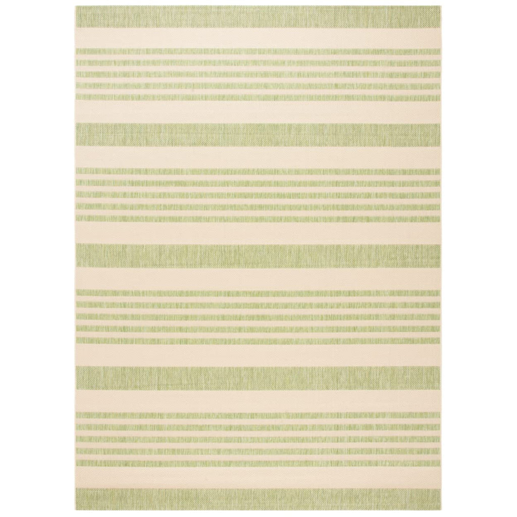 SAFAVIEH Courtyard Collection Area Rug - 9' x 12', Beige & Sweet Pea, Stripe Design, Non-Shedding & Easy Care, Indoor/Outdoor & 