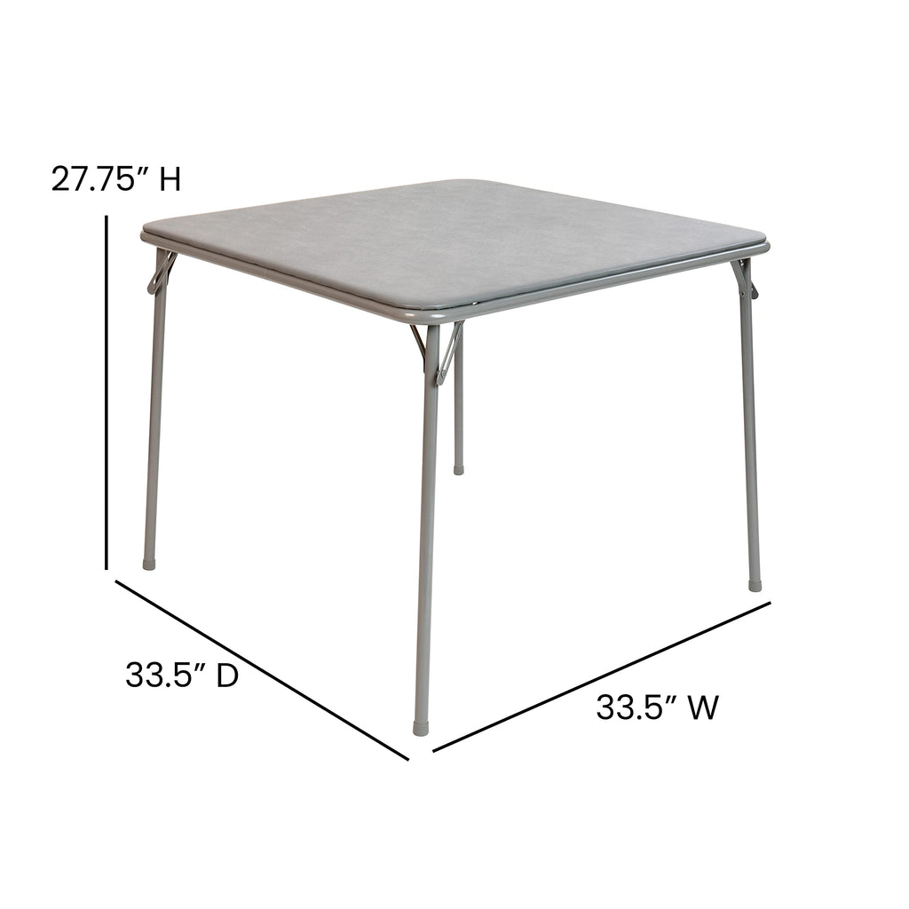 Flash Furniture Madelyn 33.5" Square Folding Multipurpose Card Table with Padded Vinyl Top, Portable Folding Game Table for 4 Players, Gray