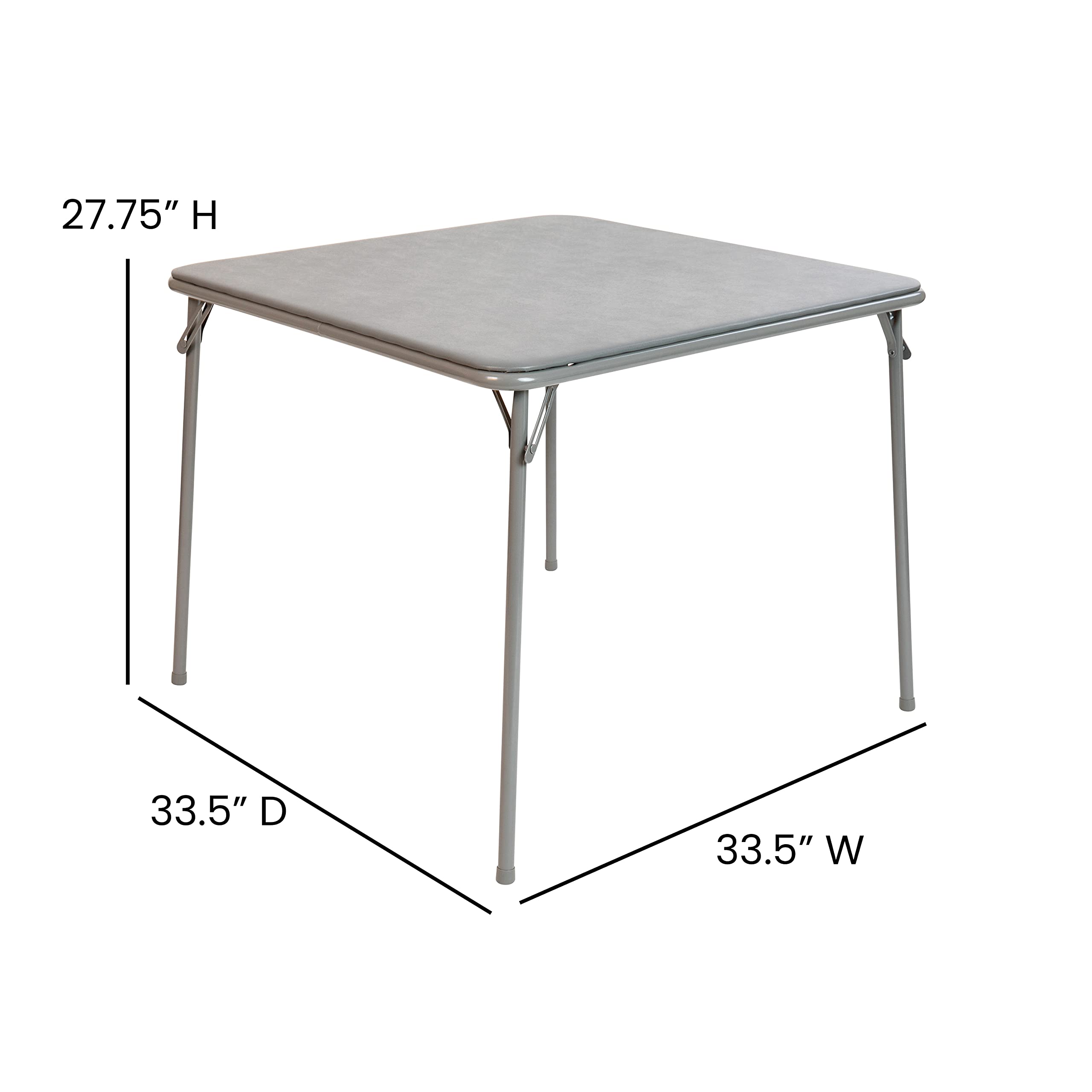 Flash Furniture Madelyn 33.5" Square Folding Multipurpose Card Table with Padded Vinyl Top, Portable Folding Game Table for 4 Players, Gray