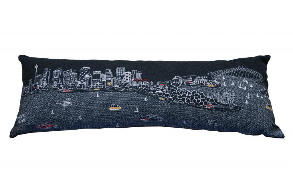 HomeRoots Grey 45' Black Sydney Nighttime Skyline Lumbar Decorative Pillow