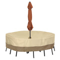 Classic Accessories Veranda Water-Resistant 94 Inch Round Patio Table & Chair Set Cover with Umbrella Hole, Outdoor Table Cover